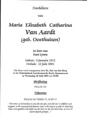 AARDT-VAN-Maria-Elizabeth-Catharina-nee-Oosthuizen-1912-2001-F