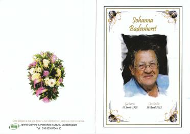 BADENHORST-Johanna-Maria-Nn-Wally.Johanna-1928-2012-F