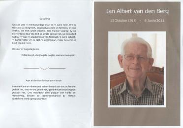 BERG-VAN-DEN-Jan-Albert-1918-2011-M