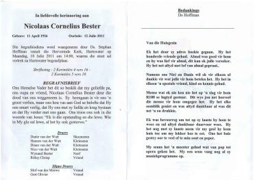 BESTER-Nicolaas-Cornelius-1926-2011-M
