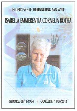 BOTHA-Isabella-Emmerentia-Cornelia-Nn-Issie-1934-2011-F