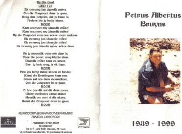 BRUYNS-Petrus-Albertus-1939-1999-M