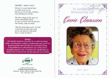 CLAASSEN-Cornelia-Susanna-Nn-Corrie-1927-2013-F