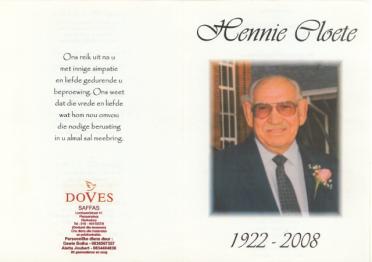 CLOETE-Johannes-Hendrik-Nn-Hennie-1922-2008-M