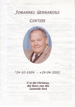 COETZEE-Johannes-Gerhardus-1924-2002-M