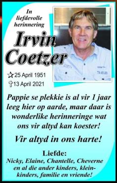 COETZER-Irvin-1951-2021-M