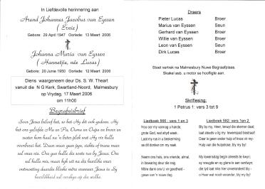 EYSSEN-VAN-Arend-Johannes-Jacobus-Nn-Ernie-1947-2006-M---EYSSEN-VAN-Johanna-Maria-Nn-Hannetjie-nee-Lucas-1950-2006-F_2