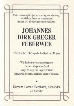 FEBERWEE-Johannes-Dirk-Greger-1947-1993-M