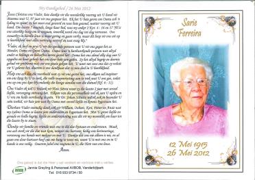 FERREIRA-Sara-Susanna-Nn-Sarie-1915-2012-F