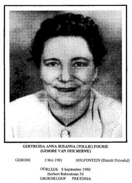 FOURIE-Gertruida-Anna-Susanna-Nn-Tollie-nee-VanDerMerwe-1901-1980-F