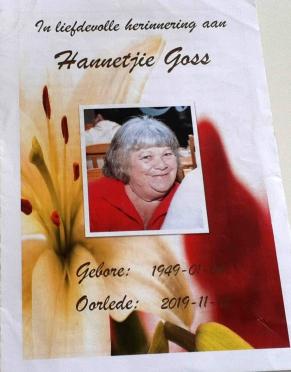 GOSS-Hannetjie-1949-2019-F