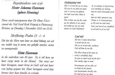 HAMMAN-Hester-Johanna-Nn-Hetta-nee-Henning-1916-2005-F