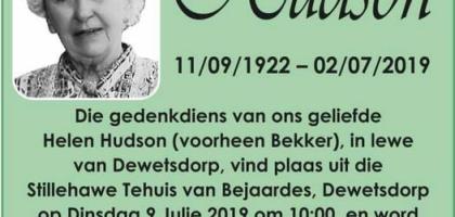 HUDSON-Helen-nee-Bekker-1922-2019-F
