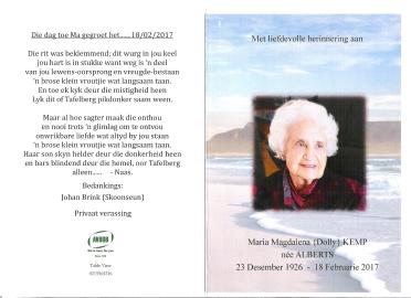 KEMP-Maria-Magdalena-nee-Alberts-1926-2017-F