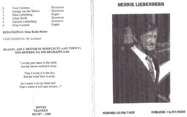 LIEBENBERG-Hendrik-Johannes-Nn-Hennie-1953-2006-M