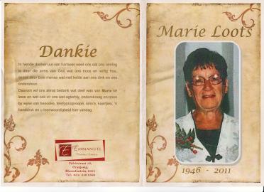 LOOTS-Maria-Wilhelmina-Nn-Marie-nee-VanTonder-1946-2011-F