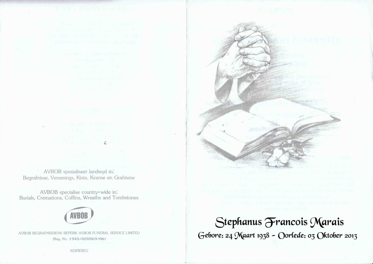 MARAIS-Stephanus-Francois-Nn-Buks-1938-2013-M-01