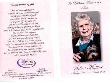 MATTHEE-Sylvia-1940-2016-F