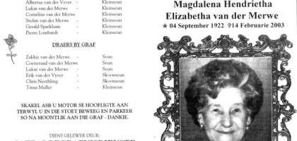 MERWE-VAN-DER-Magdalena-Hendrietha-Elizabetha-Nn-Lenie-1922-2003-F