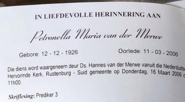 MERWE-VAN-DER-Petronella-Maria-1926-2006-F
