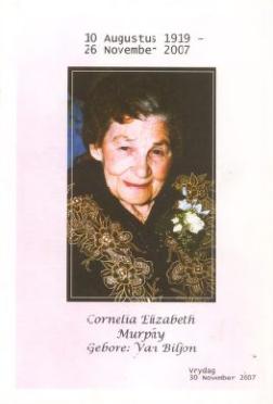 MURPHY-Cornelia-Elizabeth-nee-VanBiljon-1919-2007-F