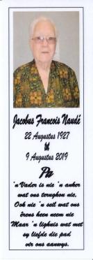 NAUDÉ-Jacobus-Francois-1927-2019-M