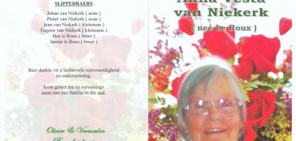 NIEKERK-VAN-Anna-Vesta-Nn-Vesta-nee-LeRoux-1927-2013-F