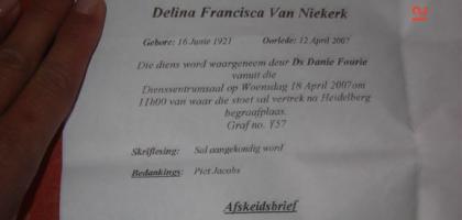 NIEKERK-VAN-Delina-Francisca-Nn-Delina-1921-2007-F