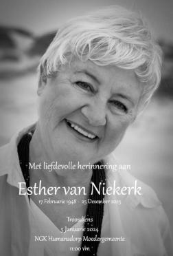 NIEKERK-VAN-Hester-Elizabeth-Nn-Esther-nee-Human-1948-2023-F