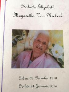 NIEKERK-VAN-Isabella-Elizabeth-Margaretha-Nn-Bella-1913-2014-F