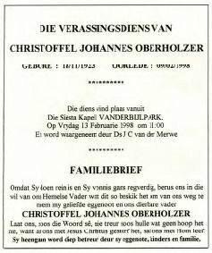 OBERHOLZER-Christoffel-Johannes-1923-1998-M