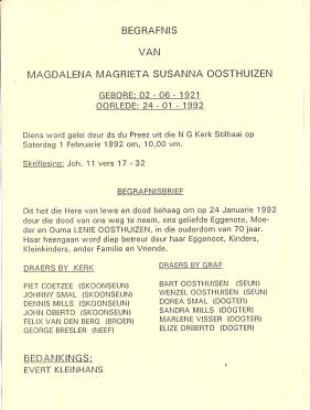 OOSTHUIZEN-Magdalena-Magrieta-Susanna-Nn-Lenie-1921-1992-F