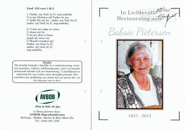 PIETERSEN-Maria-Petronella-Nn-Babsie-1927-2013-F