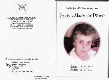 PLESSIS-DU-Jacoba-Maria-1924-2007-F