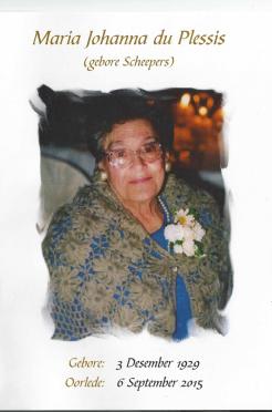 PLESSIS-DU-Maria-Johanna-Nn-Marie-nee-Scheepers-1929-2015-F