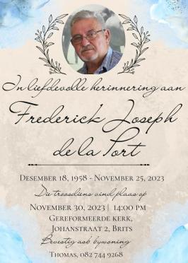 PORT-DE-LA-Frederick-Joseph-Nn-Fred-1958-2023-M