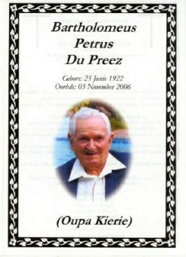 PREEZ-DU-Bartholomeus-Petrus-Nn-OupaKierie-1922-2006-M