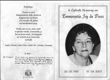 PREEZ-DU-Emmarentia-Joy-Nn-Emmarentia-1933-2007-F