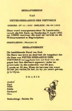 PRETORIUS-Pieter-Gerhardus-Dirk-1923-1992-M