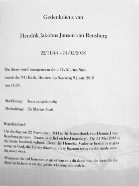 RENSBURG-JANSEN-VAN-Hendrik-Jacobus-Nn-Hennie-1944-2018-M