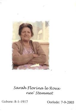 ROUX-LE-Sarah-Florinanee-Nn-Flos-nee-Stemmet-1917-2003-F