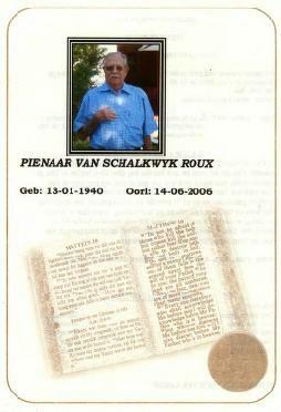 ROUX-Pienaar-VanSchalkwyk-Nn-Pienaar-1940-2006-M