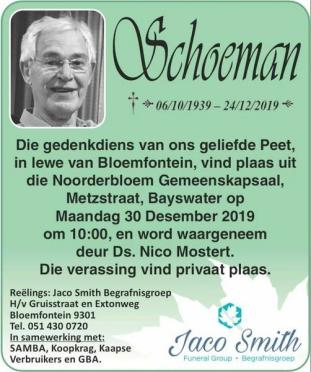 SCHOEMAN-Peet-1939-2019-M