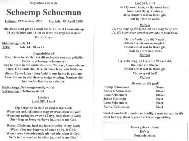 SCHOEMAN-Schoemp-1930-2005-M