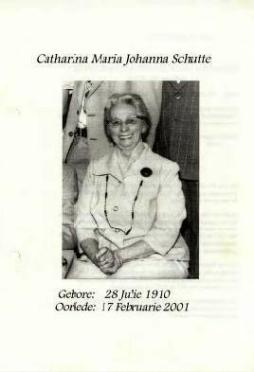 SCHUTTE-Catharina-Johanna-Maria-Nn-Dollie-née-Viljoen-1910-2001-F