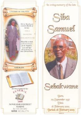 SEBAKWANE-Siba-Samuel-1937-2009-M