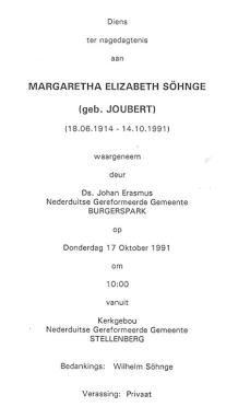 SÖHNGE-Margaretha-Elizabeth-nee-Joubert-1914-1991-F