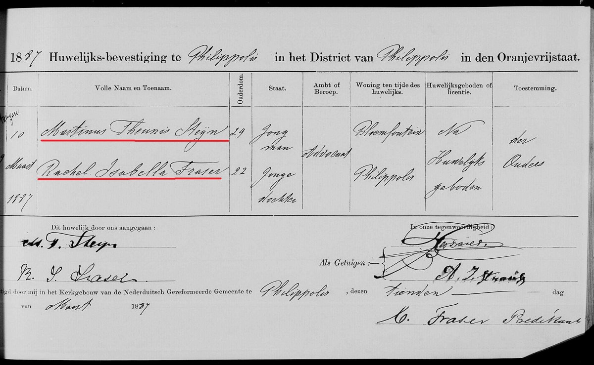 1887_Marriage_MT Steyn X RI Fraser