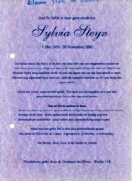 STEYN-Sylvia-1955-2012-F