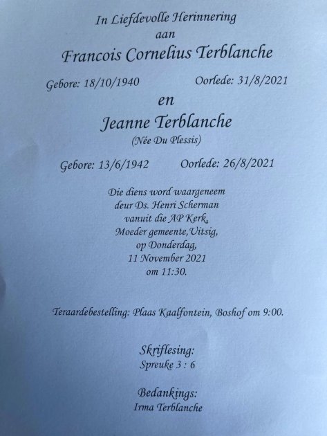 TERBLANCHE-Francois-Cornelius-Nn-Frans-1940-2021-M---TERBLANCHE-Jeanne-nee-DuPlessis-1942-2021-F_2